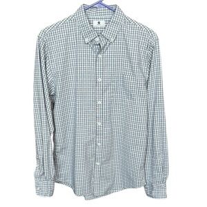 Social Coast Shirt - White and Blue Plaid Button-Down Long Sleeve - M